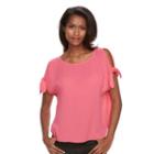 Petite Apt. 9&reg; Crepe Cold-shoulder Top, Women's, Size: Xl Petite, Med Pink
