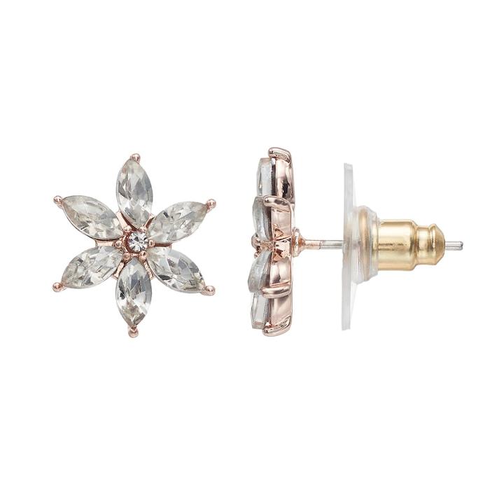 Lc Lauren Conrad Flower Nickel Free Button Stud Earrings, Women's, Pink