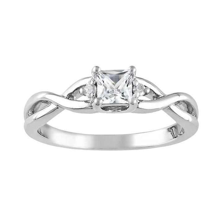 Sterling Silver Lab-created White Sapphire And Diamond Accent Infinity Ring, Women's, Size: 7