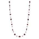 Long Red Glittery Oval & Beaded Station Necklace, Women's