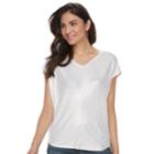 Women's Jennifer Lopez Dolman V-neck Tee, Size: Large, White