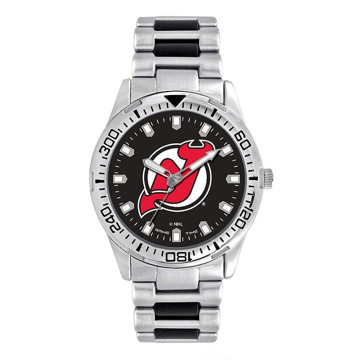 Men's Game Time New Jersey Devils Heavy Hitter Watch, Silver