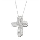 Sterling Silver Cubic Zirconia Cross Pendant Necklace, Women's, Size: 18, White