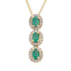 Emerald & 1/3 Carat T.w. Diamond 14k Gold Oval Halo 3-stone Pendant Necklace, Women's, Size: 18, Green