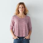 Women's Sonoma Goods For Life&trade; Lace-up Striped Top, Size: Large, Light Red