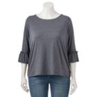 Juniors' Plus Size So&reg; Solid Bell Sleeve Tee, Teens, Size: 3xl, Grey (charcoal)