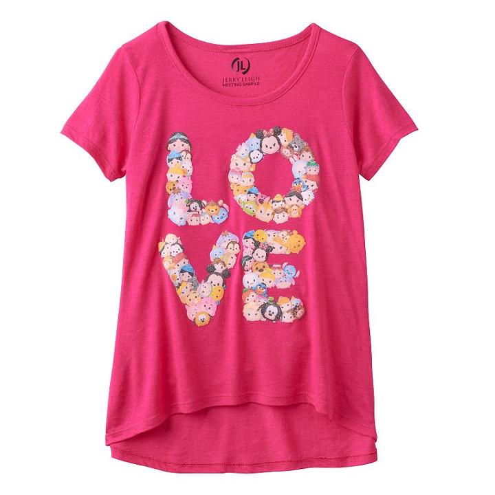 Disney's Tsum Tsum Girls 7-16 High-low Hem Glitter Love Graphic Tee, Girl's, Size: Medium, Brt Pink