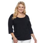 Plus Size Croft & Barrow&reg; Pleated Tee, Women's, Size: 1xl, Black