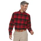 Men's Croft & Barrow&reg; Classic-fit Patterned Flannel Button-down Shirt, Size: Xxl, Black