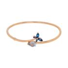 David Tutera 14k Rose Gold Over Silver Simulated Blue Topaz Butterfly Bangle Bracelet, Women's