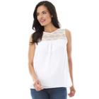 Women's Ab Studio Lace Yoke Chiffon Tank, Size: Regular, White Oth