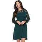 Women's Apt. 9&reg; Lace Yoke A-line Dress, Size: Large, Green