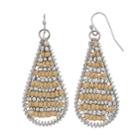 Two Tone Seed Bead Nickel Free Woven Teardrop Earrings, Women's, Lt Brown