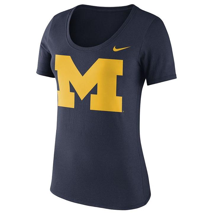 Women's Nike Michigan Wolverines Logo Tee, Size: Large, Blue (navy)