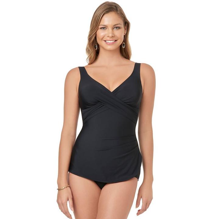 Women's Croft & Barrow&reg; Tummy Slimmer One-piece Swimsuit, Size: 10, Black