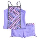 Girls 7-16 Free Country Tankini Top & Cinched Shorts Swimsuit Set, Size: 12, Med Purple