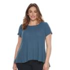 Plus Size Sonoma Goods For Life&trade; Waffle-weave Swing Tee, Women's, Size: 3xl, Dark Blue
