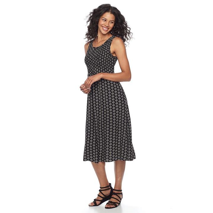 Women's Croft & Barrow® Smocked Challis Dress, Size: Xl, Oxford
