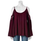 Juniors' Rewind Crochet Cold-shoulder Top, Girl's, Size: Small, Purple Oth