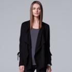 Women's Simply Vera Vera Wang Tie-accent Flyaway Cardigan, Size: Xl, Black
