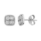 1/10 Carat T.w. Diamond Sterling Silver Square Stud Earrings, Women's, White
