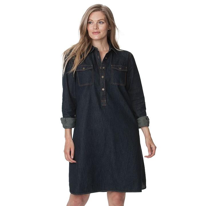 Plus Size Chaps Button-front Jean Shirtdress, Women's, Size: 2xl, Blue Other