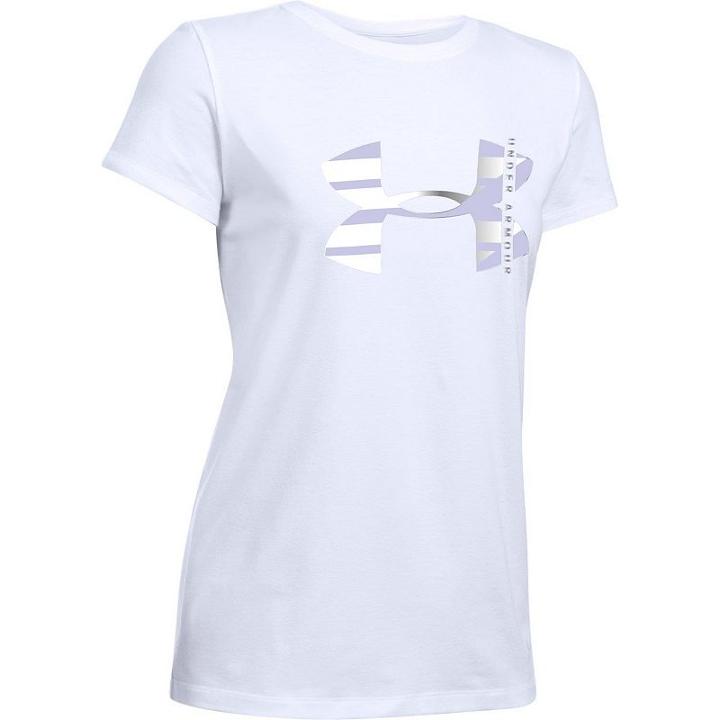 Women's Under Armour Big Logo Metallic Short Sleeve Graphic Tee, Size: Xs, White