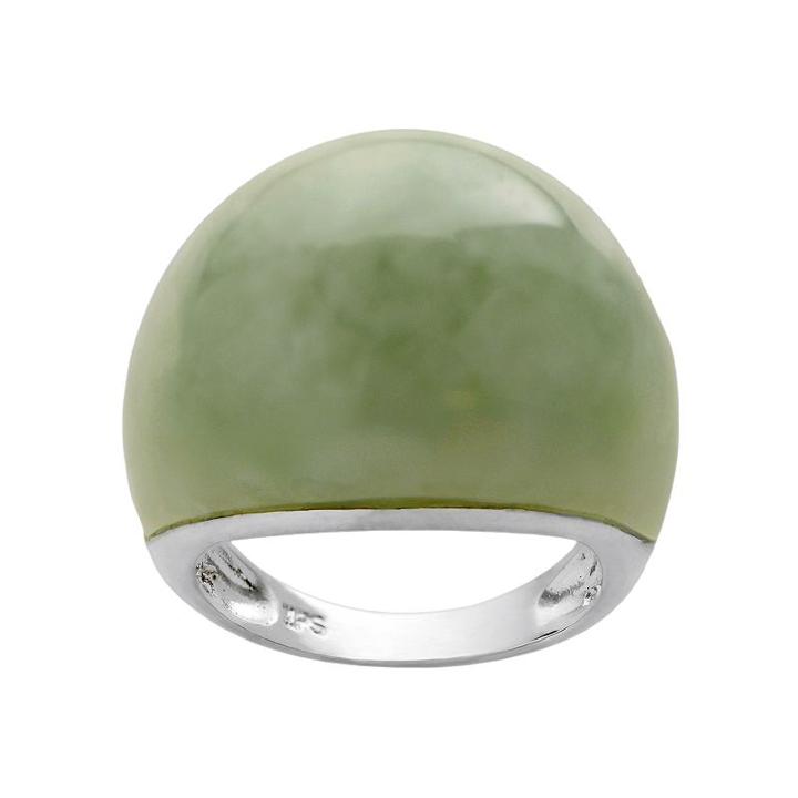 Chinese Jade Sterling Silver Dome Ring, Women's, Size: 7.50, Green