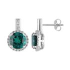 Lab-created Emerald & 1/4 Carat T.w. Diamond 10k White Gold Halo Stud Earrings, Women's, Green