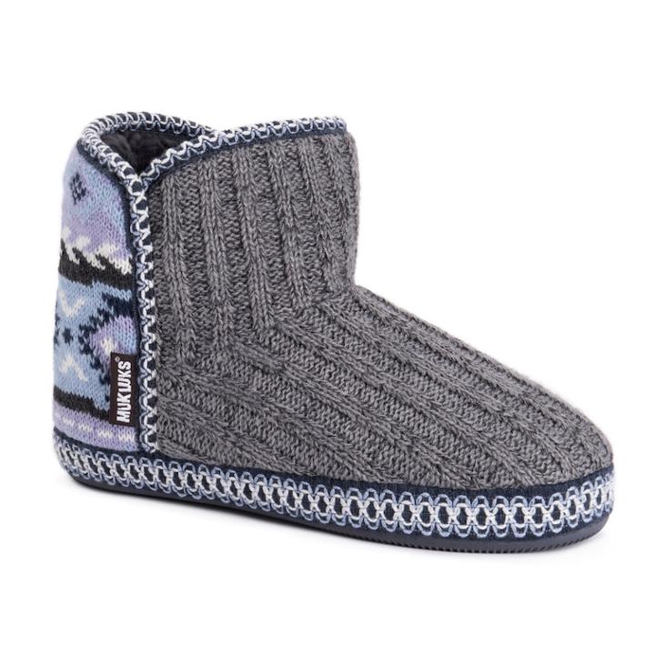 Women's Muk Luks Leigh Bootie Slippers, Size: Large, Dark Grey