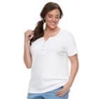Plus Size Croft & Barrow Solid Henley Tee, Women's, Size: 3xl, White