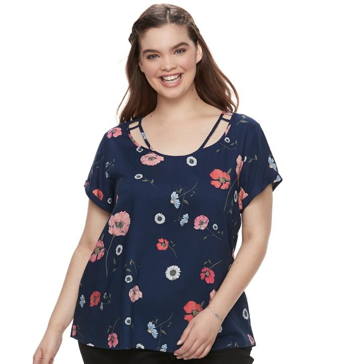 Juniors' Plus Size So&reg; Cold-clavicle Tee, Teens, Size: 1xl, Dark Blue