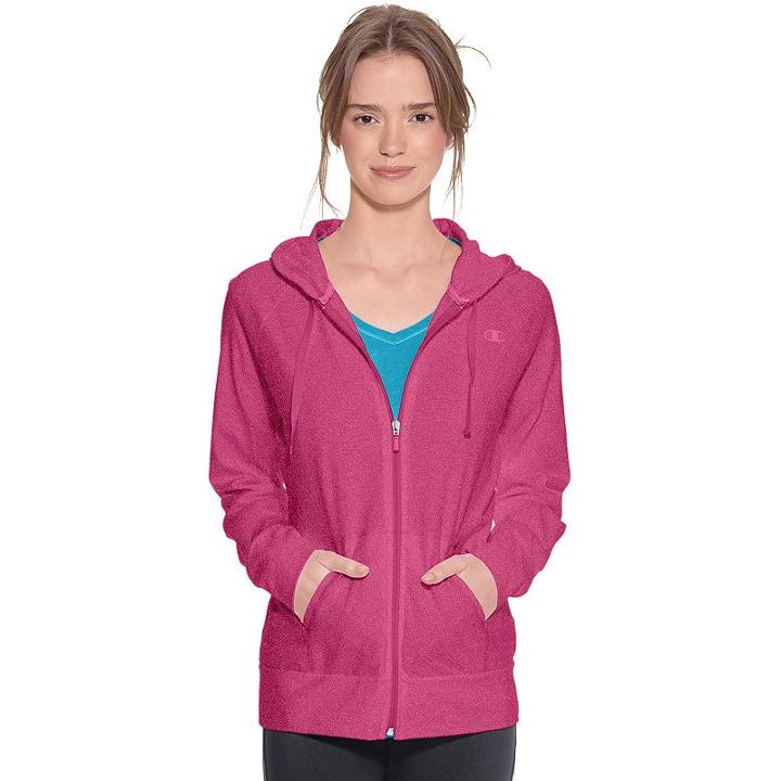 Women's Champion Hooded Jacket, Size: Large, Dark Pink