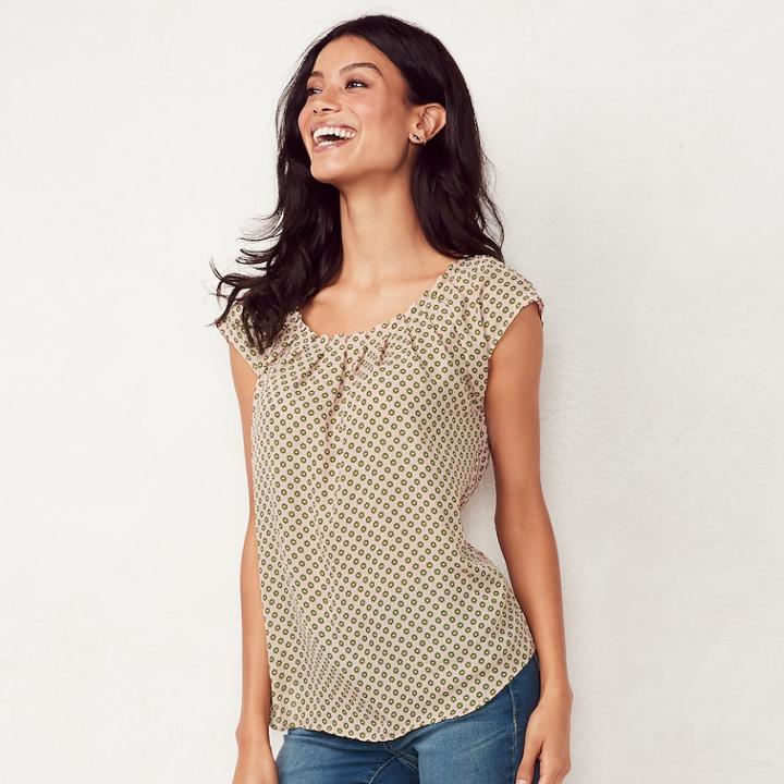 Women's Lc Lauren Conrad Love, Lauren Pleated Top, Size: Medium, Purple