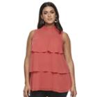 Plus Size Apt. 9&reg; Crinkle Chiffon Mockneck Tank, Women's, Size: 1xl, Med Orange