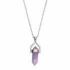 Healing Stone Silver Plated Vertical Amethyst Crystal Pendant Necklace, Women's, Size: 18, Purple