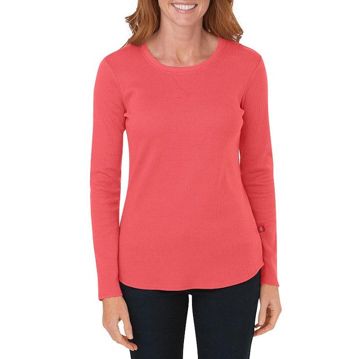 Dickies Thermal Crewneck Tee - Women's, Size: Large, Light Red