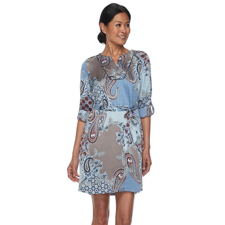 Women's Dana Buchman Satin Shirtdress, Size: Small, Black