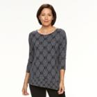 Women's Croft & Barrow&reg; Print Asymmetrical-hem Top, Size: Medium, Black