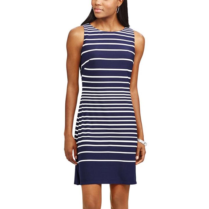 Women's Chaps Striped & Floral A-line Dress, Size: Xs, Blue (navy)