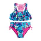 Girls 7-16 So&reg; Sketchbook Flower Bikini Top & Bottoms Swimsuit Set, Size: 7-8, Blue