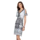 Women's World Unity Print Cold-shoulder Shift Dress, Size: Large, White Oth