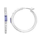 Dana Buchman Purple & White Crystal Hoop Earrings, Women's, Blue