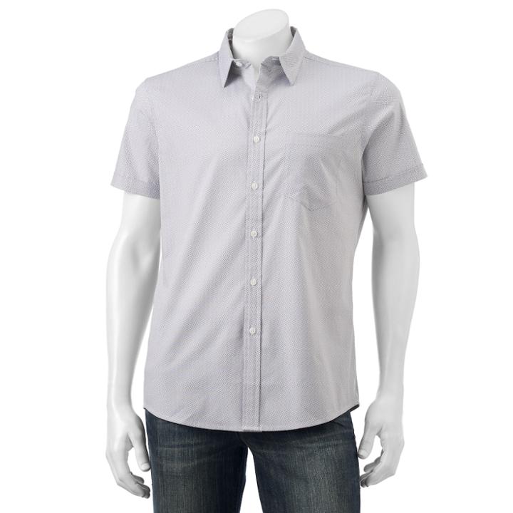 Men's Apt. 9&reg; Slim-fit Patterned Stretch Button-down Shirt, Size: Xl Slim, Med Grey