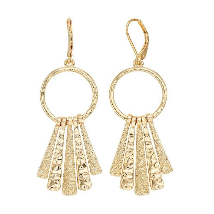 Dana Buchman Textured Stick Drop Hoop Earrings, Women's, Gold