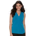 Petite Dana Buchman Pleated V-neck Tank, Women's, Size: S Petite, Med Blue