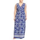 Plus Size Chaps Printed Jersey Maxi Dress, Women's, Size: 24 W, Blue