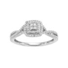 Hallmark Sterling Silver 1/4 Carat T.w. Diamond Square Halo Ring, Women's, Size: 7, White