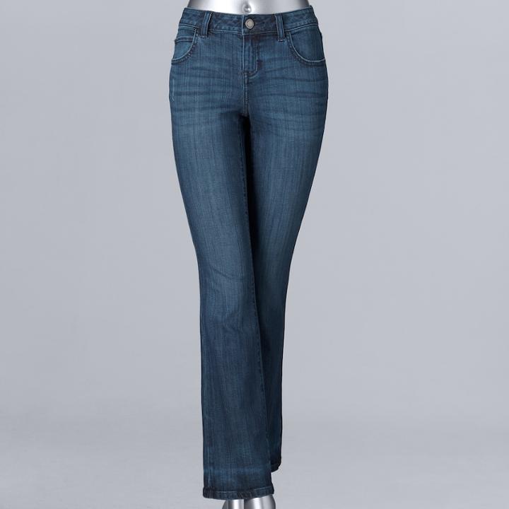 Petite Simply Vera Vera Wang Bootcut Jeans, Women's, Size: 0 Petite, Med Blue