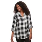 Plus Size Sonoma Goods For Life&trade; Plaid Popover Top, Women's, Size: 0x, Oxford